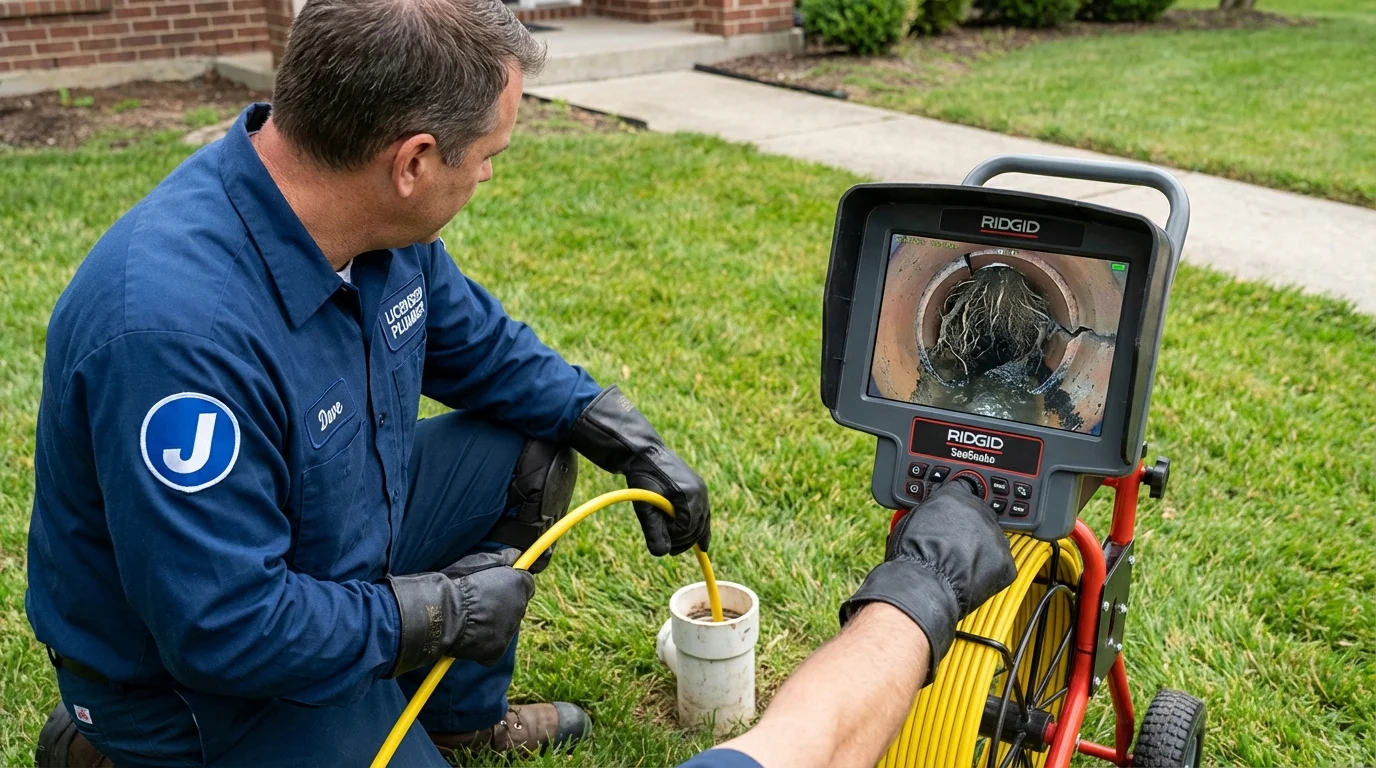 Sewer camera inspection being performed by Johns Plumbing LLC in Easton